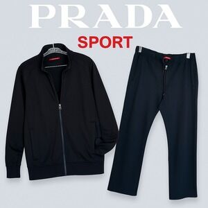 Prada Sport Men's Track Suit‎ XXXL (Fits Like XL/XXL US) Black Jacket & Pants